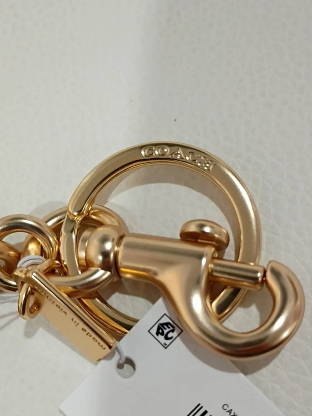 Coach Gold Heart Keychain/Bag Charm with Rainbow Enamel Stripes